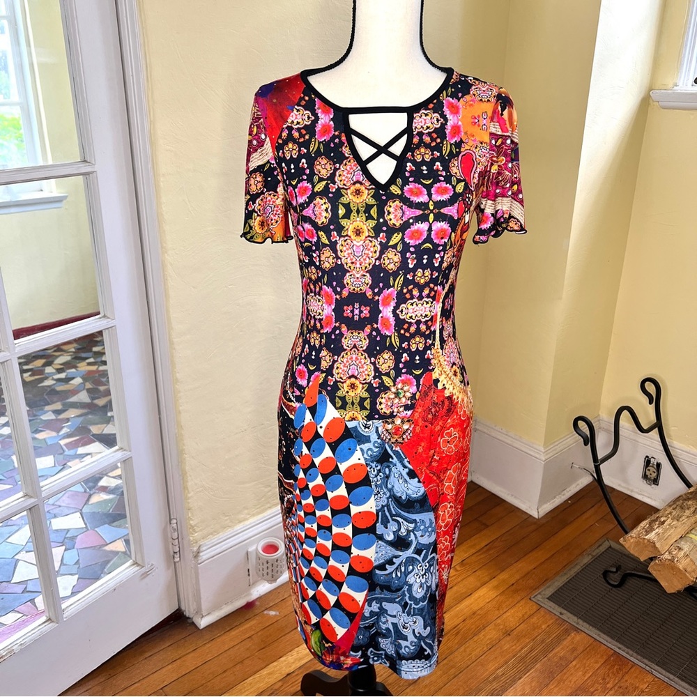 Joseph Ribkoff Multicolor Patterned Midi Dress - image 1